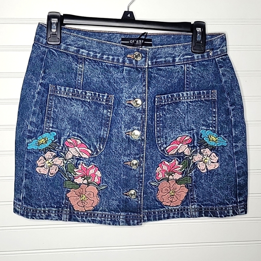 Guess Floral Jean Skirt